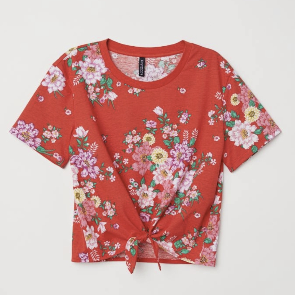 Divided Floral Crop Top